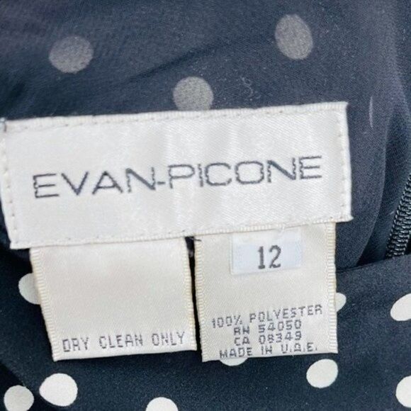 Evan Picón vintage knee length black skirt 12 BoxB white polka dots - Picture 2 of 4